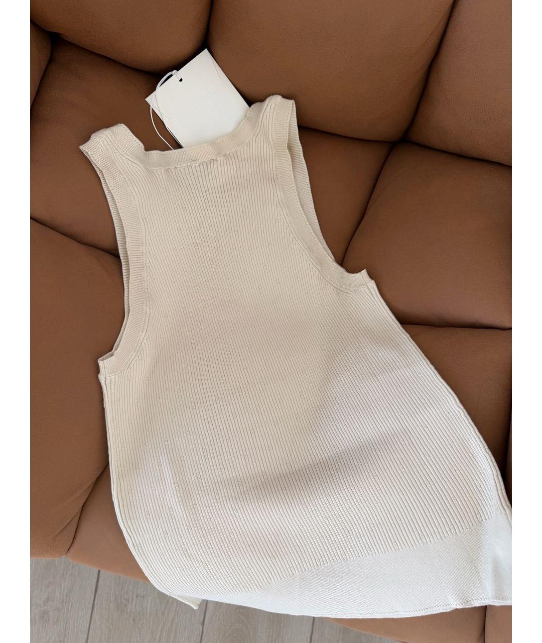 CHANEL Бежевая хлопковая майка, фото 4