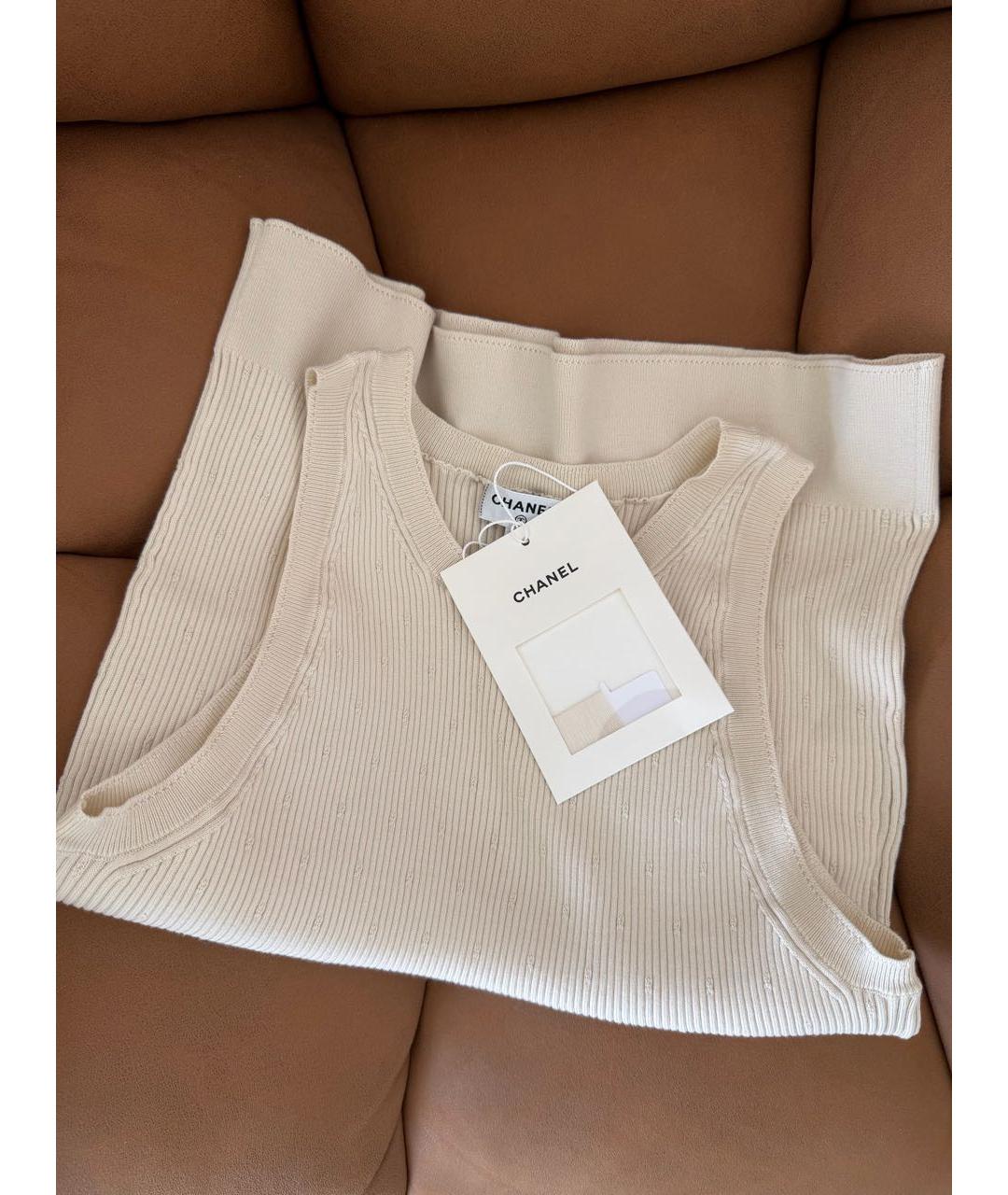 CHANEL Бежевая хлопковая майка, фото 5