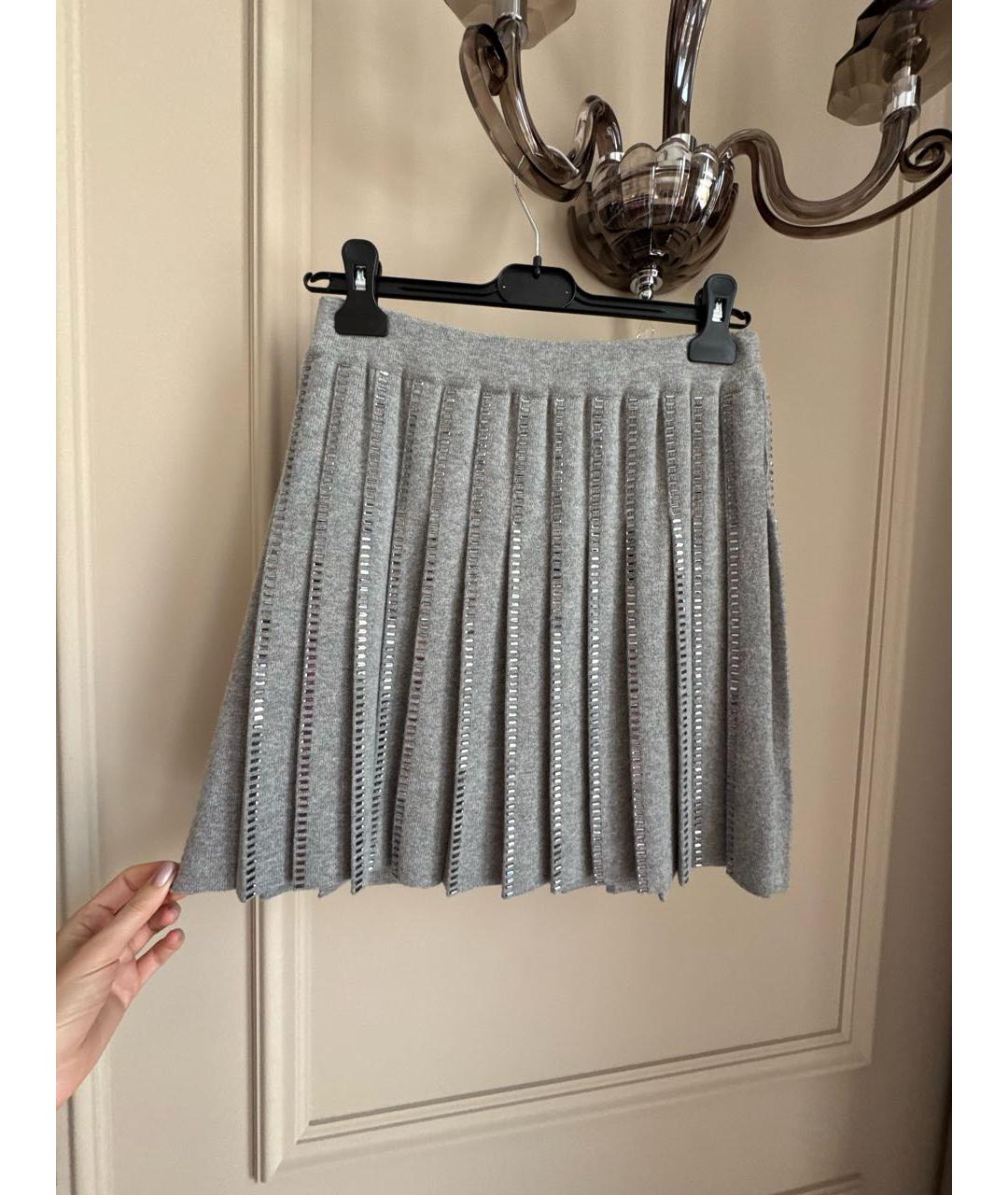 ERMANNO SCERVINO Серая шерстяная юбка мини, фото 6