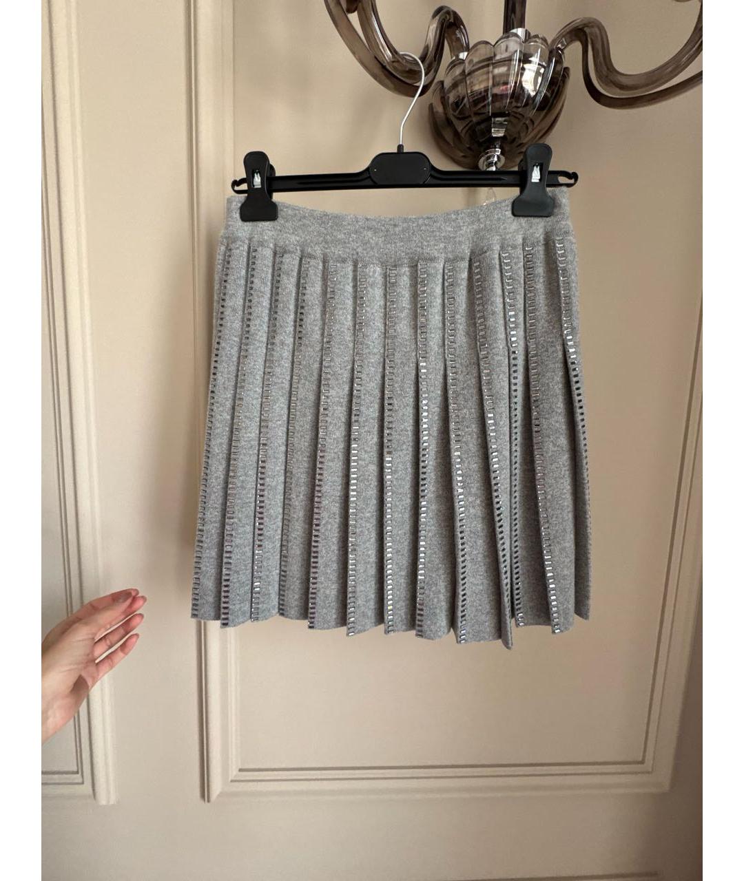 ERMANNO SCERVINO Серая шерстяная юбка мини, фото 2
