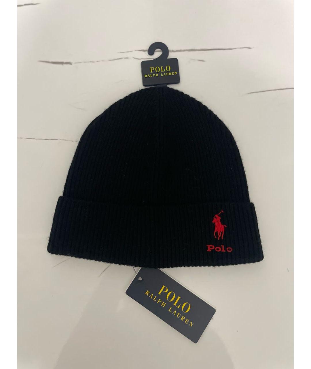 POLO RALPH LAUREN Черная шерстяная шапка, фото 2