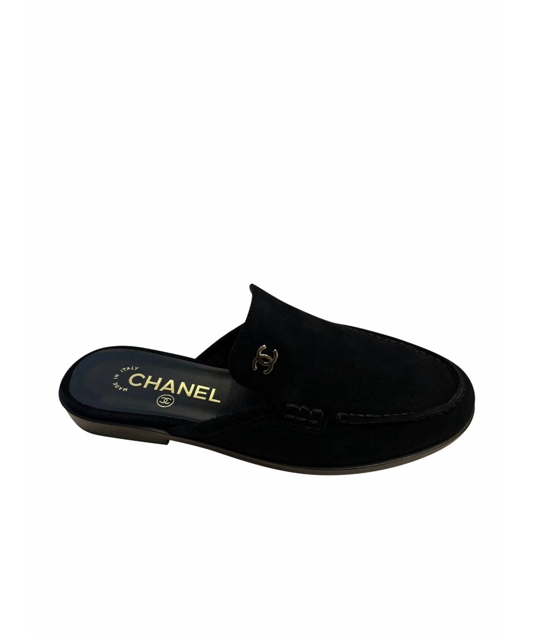CHANEL Черные замшевые мюли, фото 1
