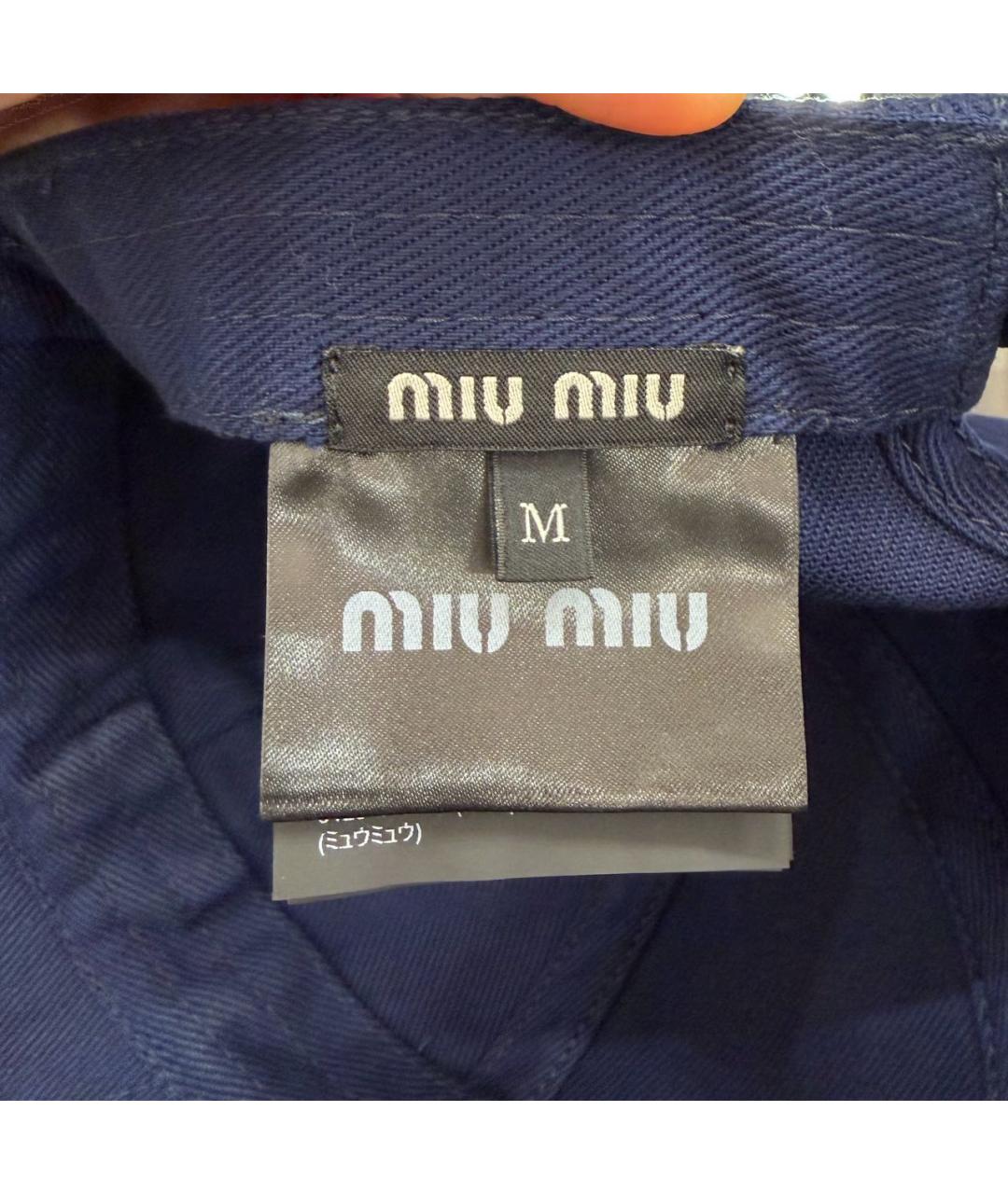 MIU MIU Темно-синяя хлопковая кепка, фото 4