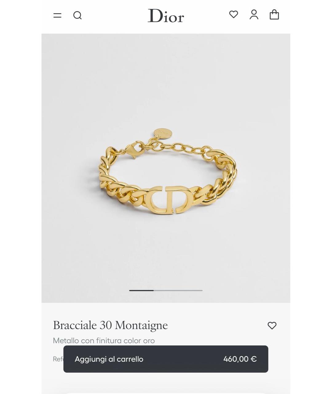 CHRISTIAN DIOR Золотой металлический браслет, фото 8