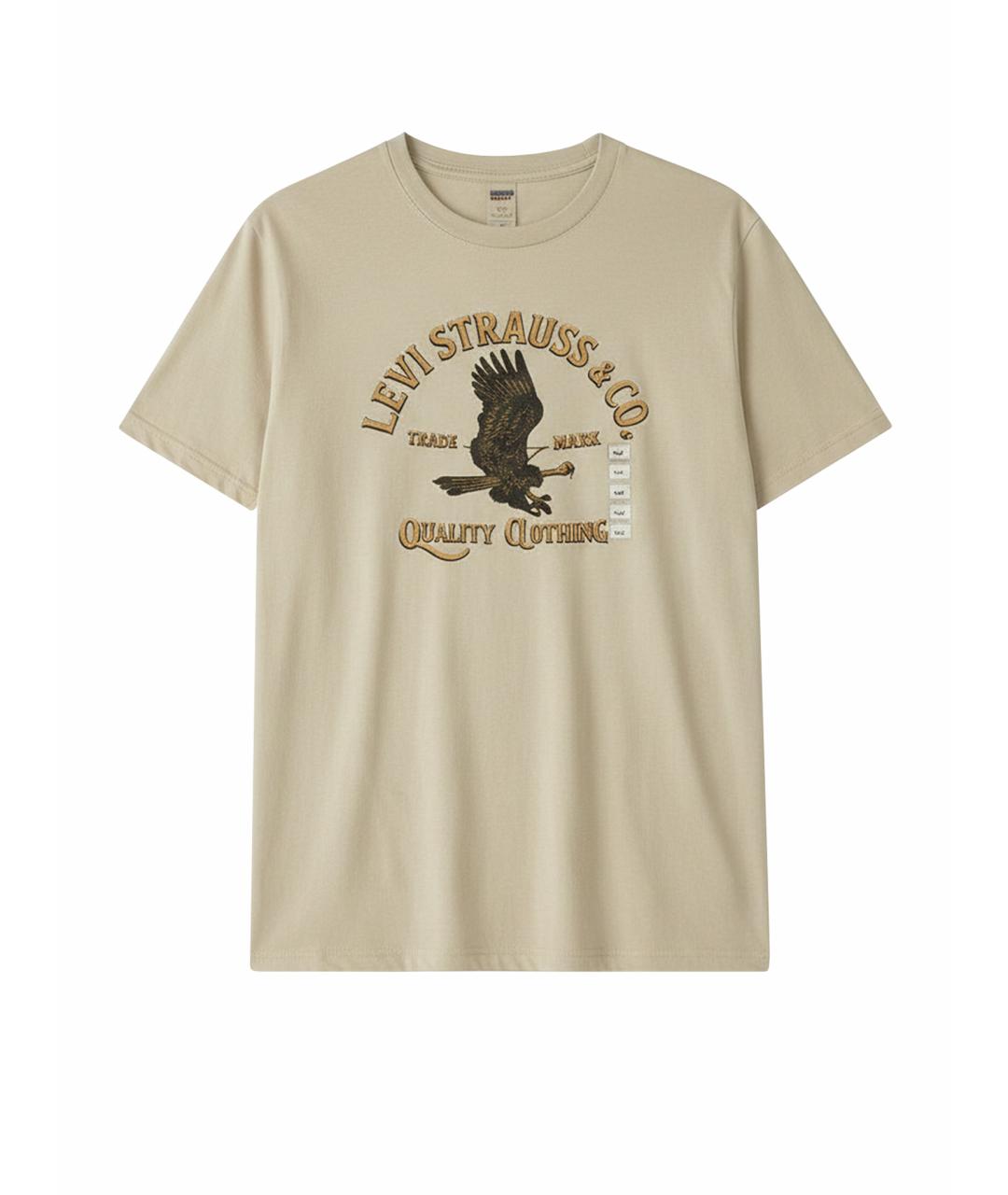 LEVI'S Бежевая хлопко-полиэстеровая футболка, фото 1