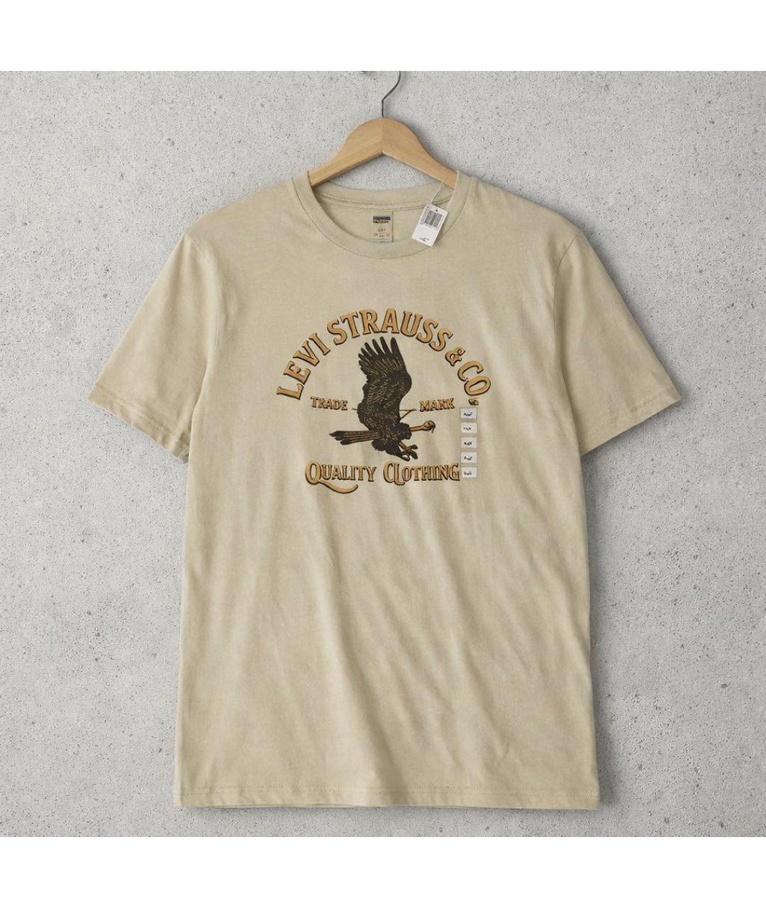 LEVI'S Бежевая хлопко-полиэстеровая футболка, фото 5