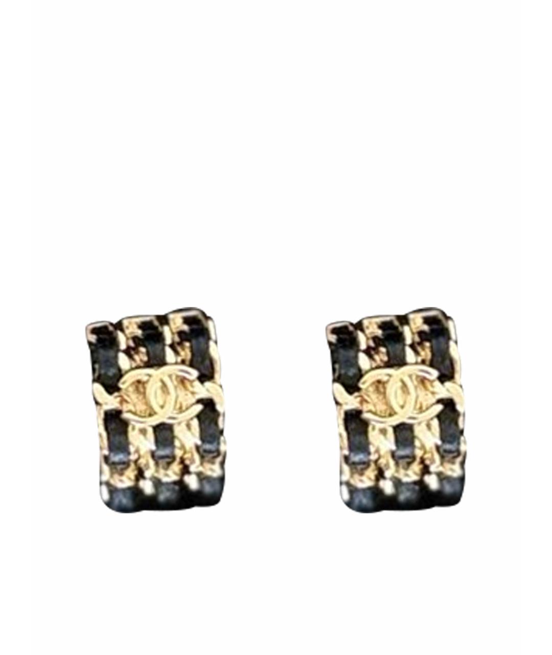 CHANEL Черные кожаные серьги, фото 1