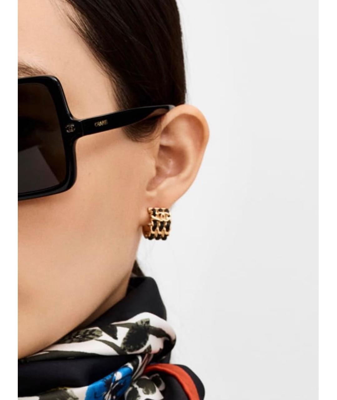 CHANEL Черные кожаные серьги, фото 3