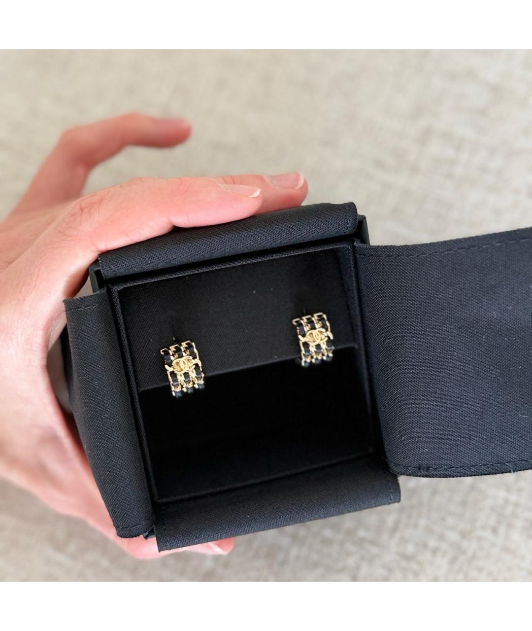 CHANEL Черные кожаные серьги, фото 2