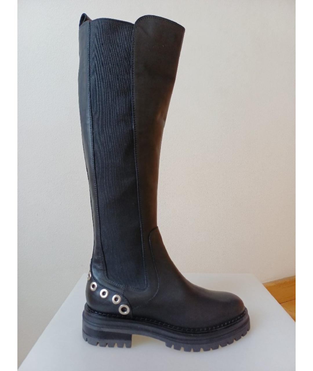 SERGIO ROSSI Черные кожаные сапоги, фото 9