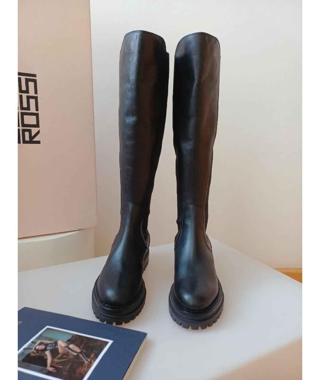 SERGIO ROSSI Черные кожаные сапоги, фото 6
