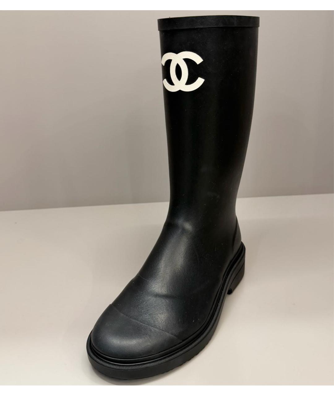 CHANEL Черные резиновые сапоги, фото 6