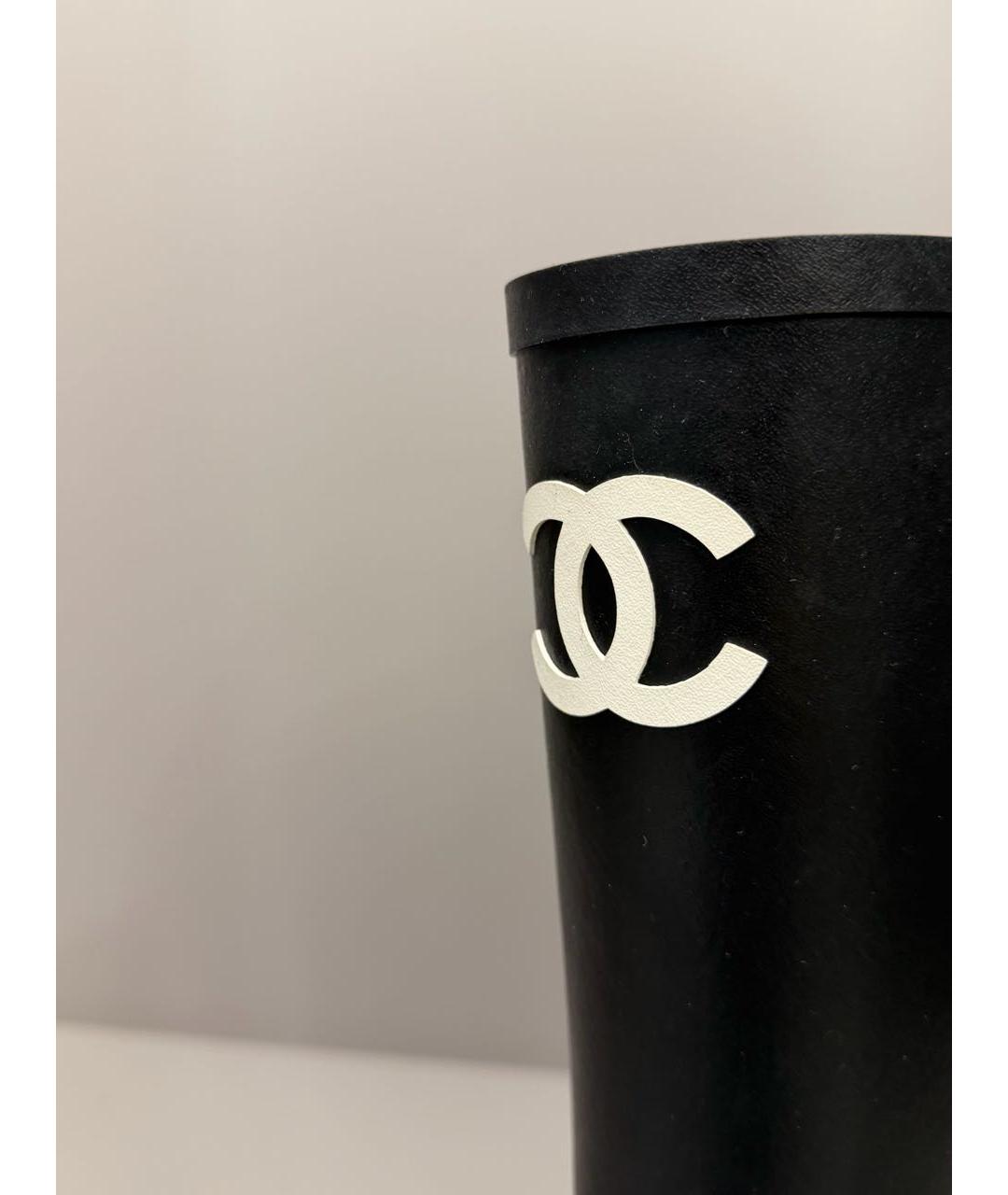 CHANEL Черные резиновые сапоги, фото 2