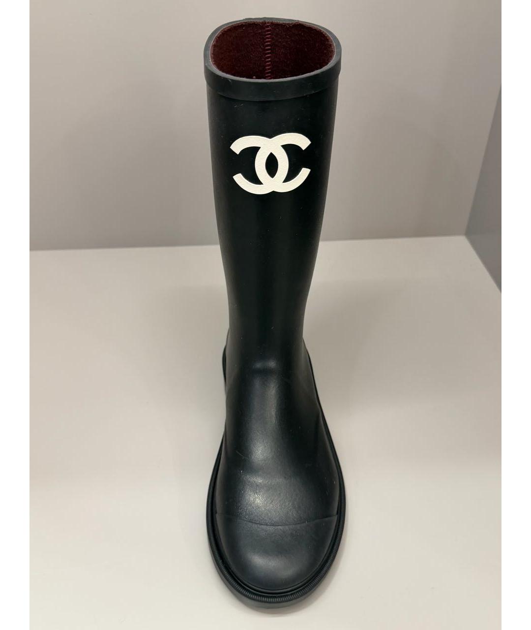 CHANEL Черные резиновые сапоги, фото 3