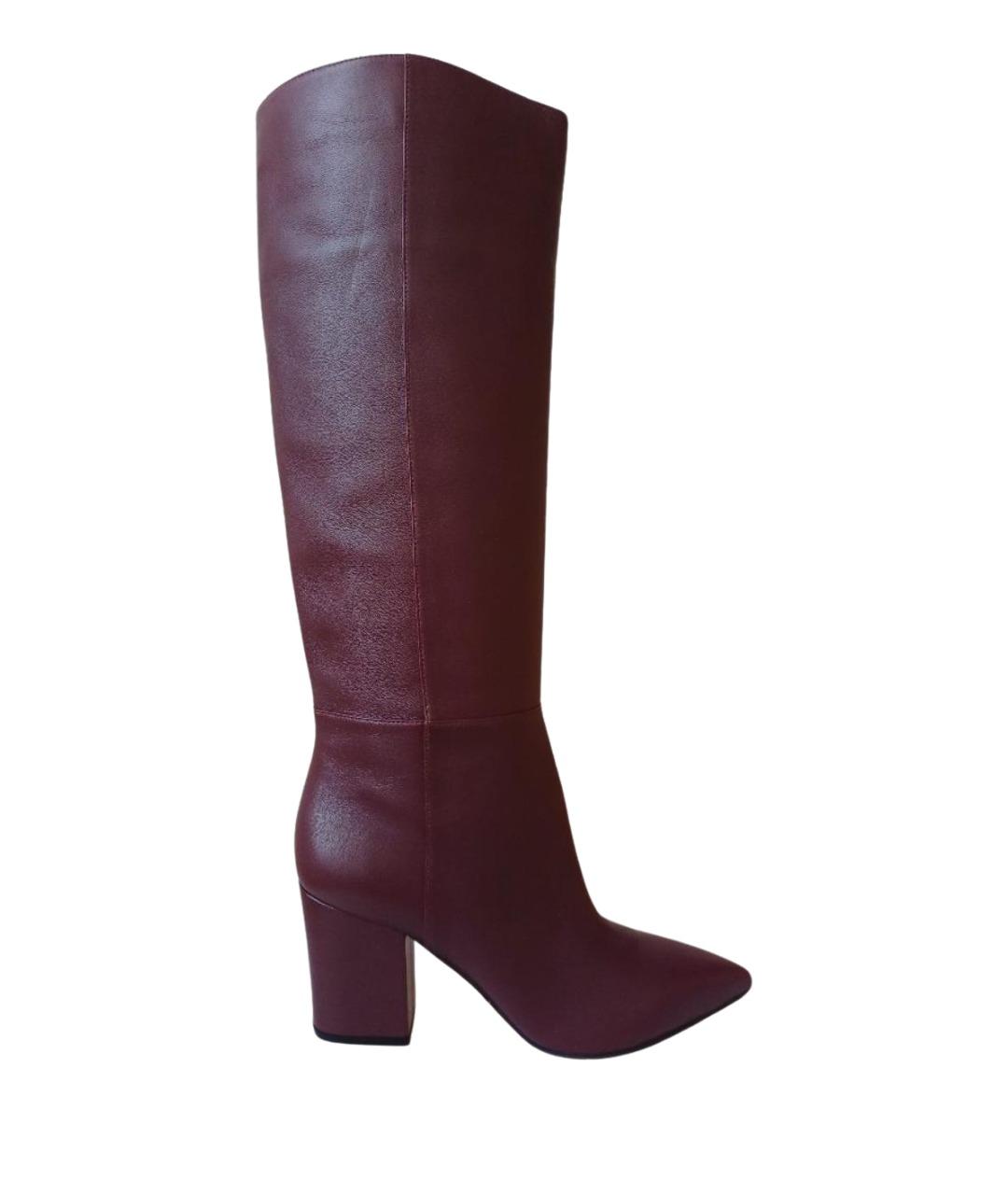 SERGIO ROSSI Бордовые кожаные сапоги, фото 1