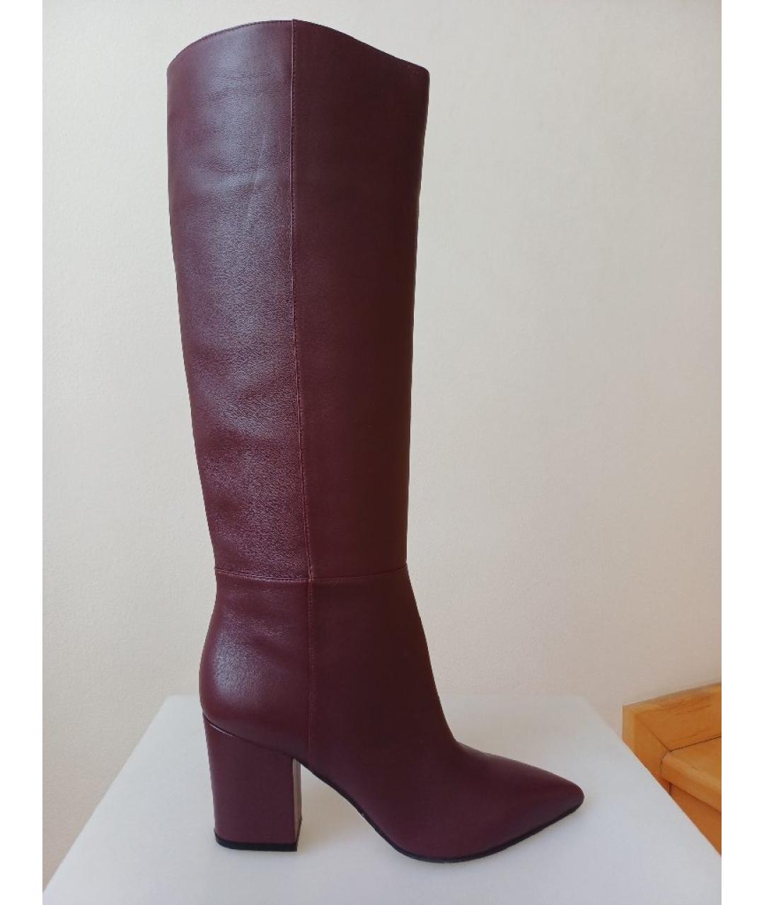 SERGIO ROSSI Бордовые кожаные сапоги, фото 9