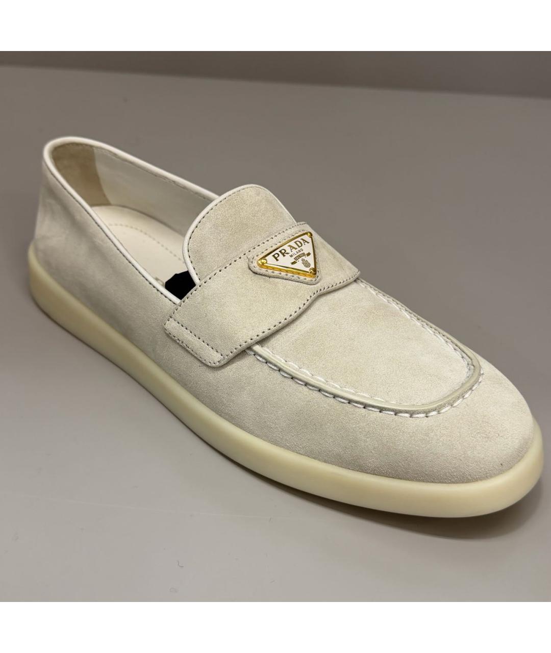 PRADA Бежевые замшевые лоферы, фото 4