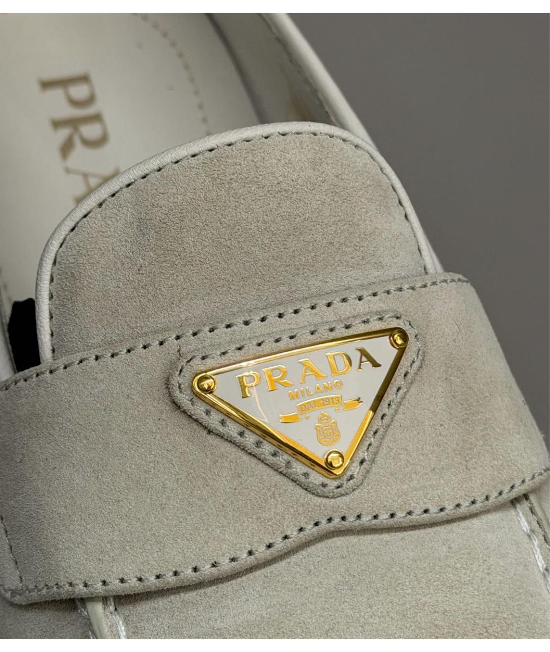 PRADA Бежевые замшевые лоферы, фото 3