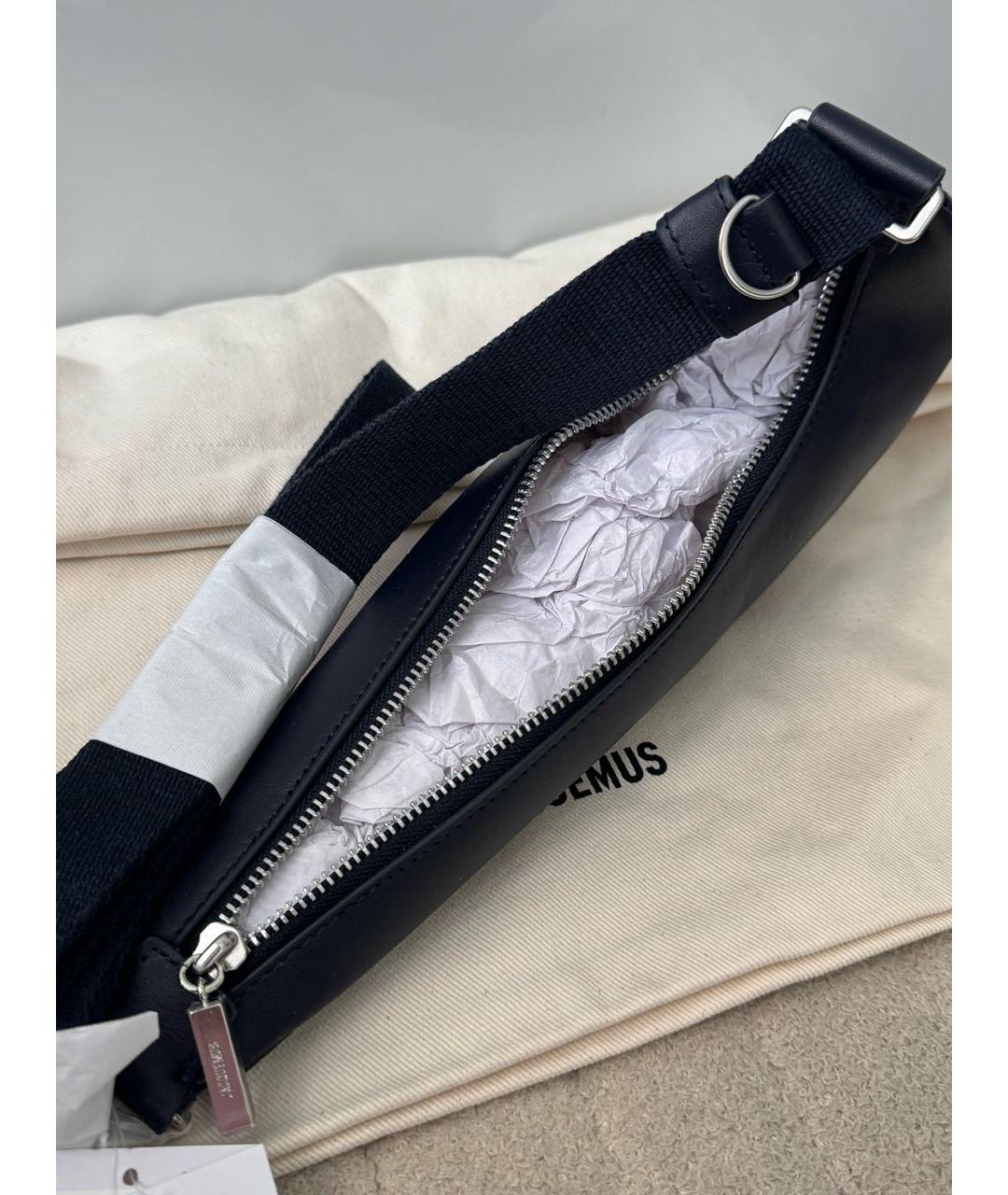 JACQUEMUS Темно-синяя кожаная сумка через плечо, фото 5