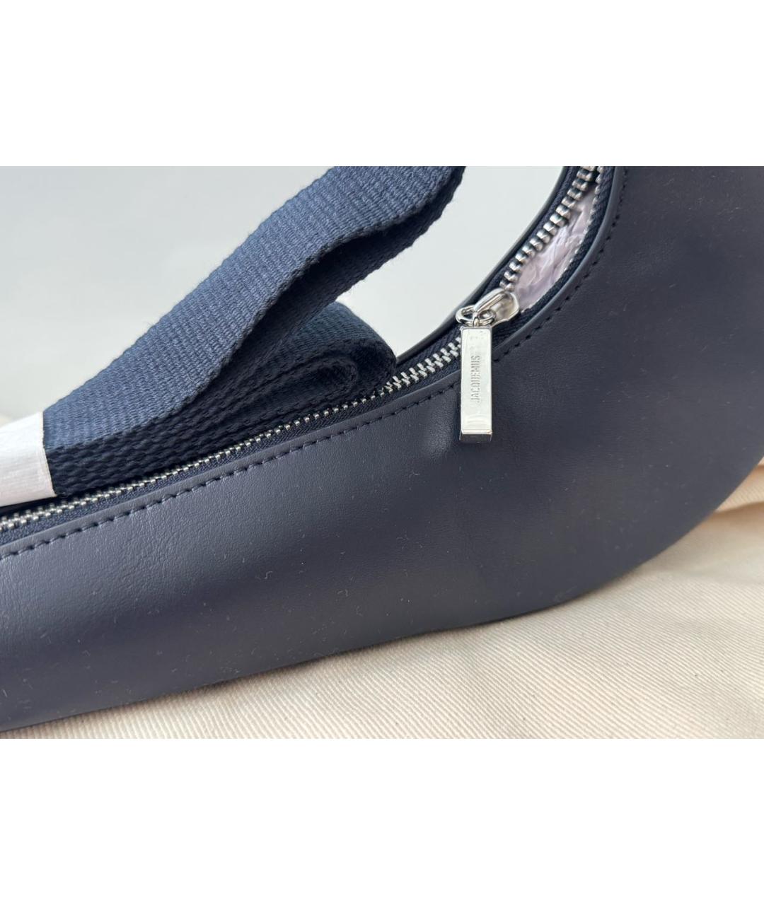 JACQUEMUS Темно-синяя кожаная сумка через плечо, фото 6