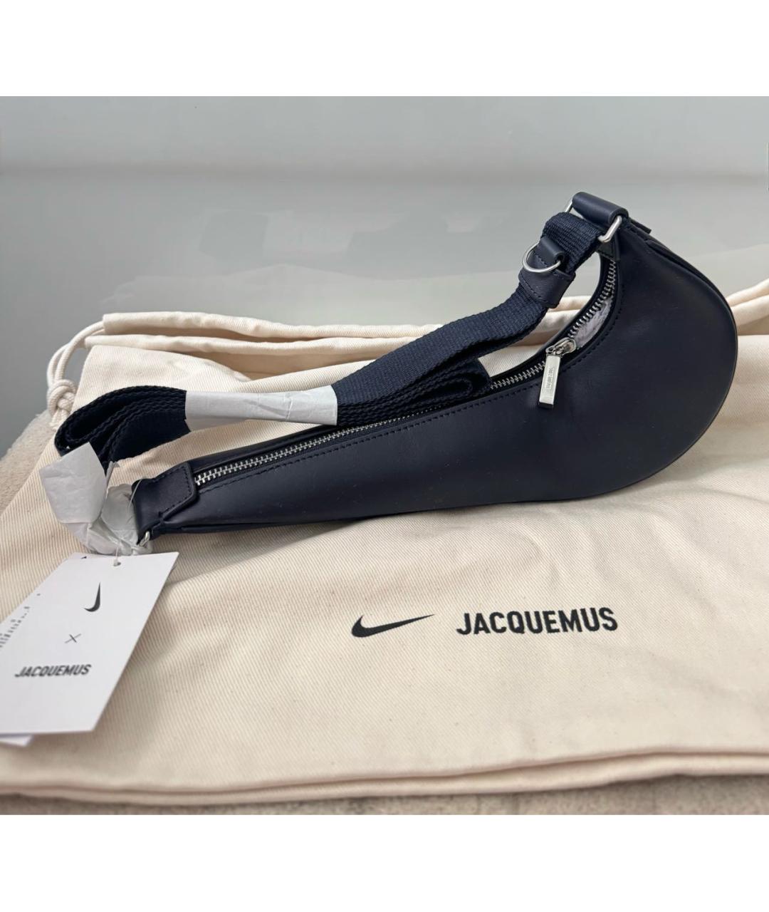 JACQUEMUS Темно-синяя кожаная сумка через плечо, фото 4