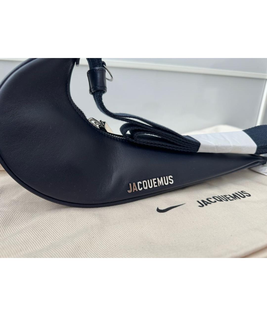 JACQUEMUS Темно-синяя кожаная сумка через плечо, фото 3