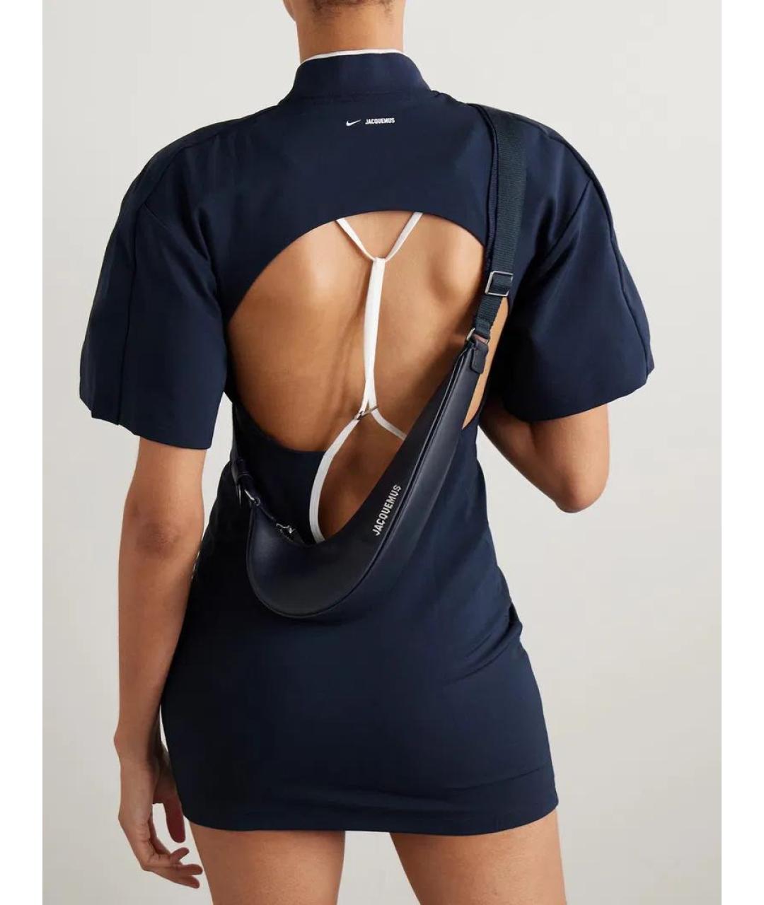 JACQUEMUS Темно-синяя кожаная сумка через плечо, фото 8