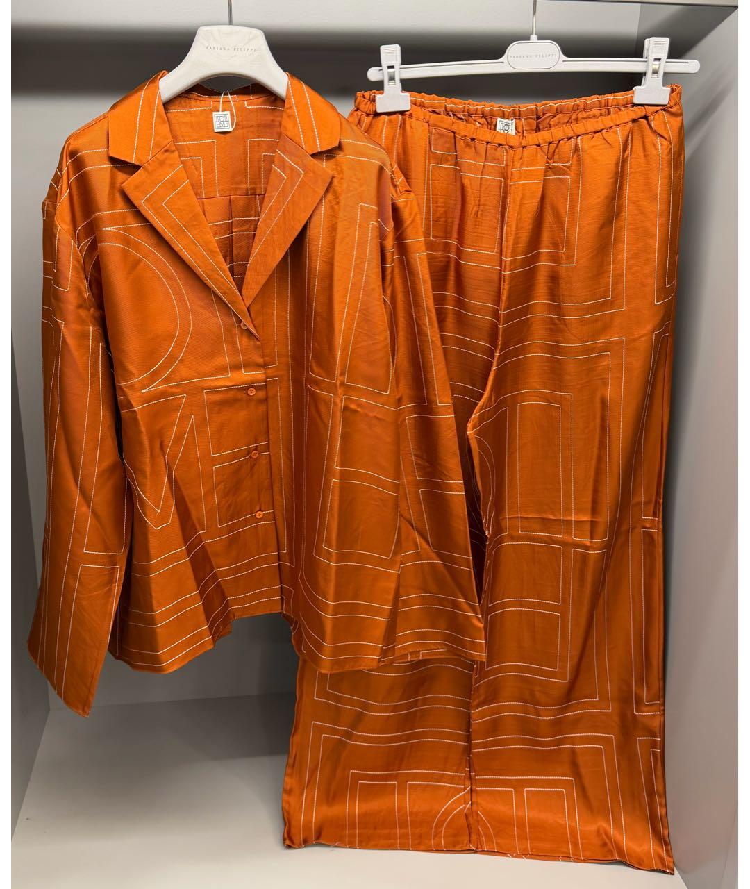 TOTEME Оранжевый шелковый костюм с брюками, фото 7