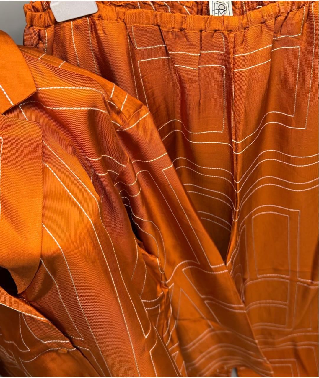 TOTEME Оранжевый шелковый костюм с брюками, фото 4