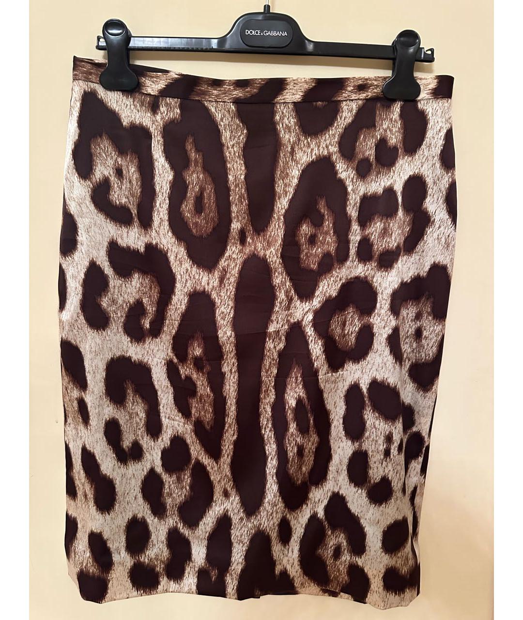 DOLCE&GABBANA Коричневая шелковая юбка миди, фото 9
