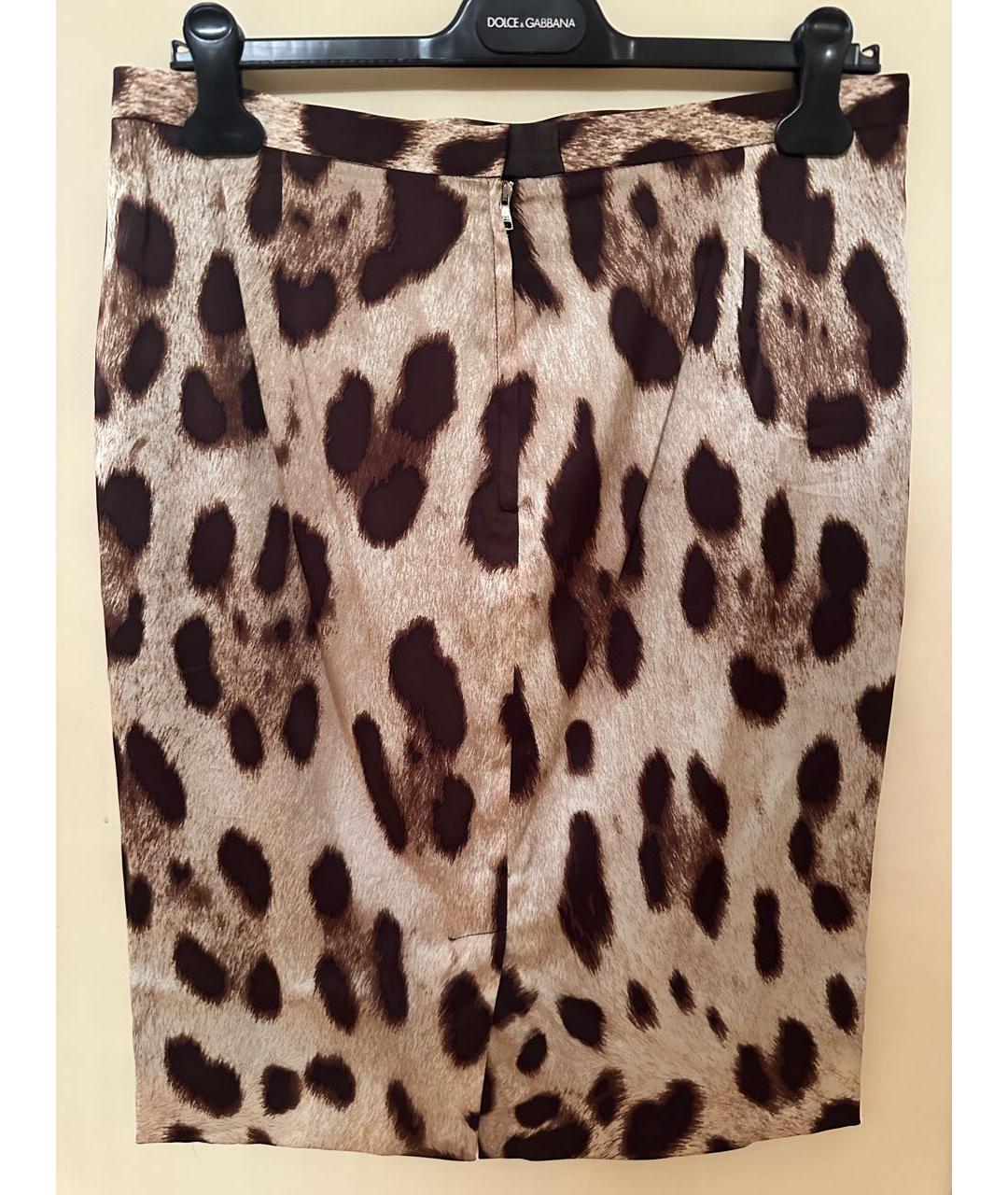 DOLCE&GABBANA Коричневая шелковая юбка миди, фото 2