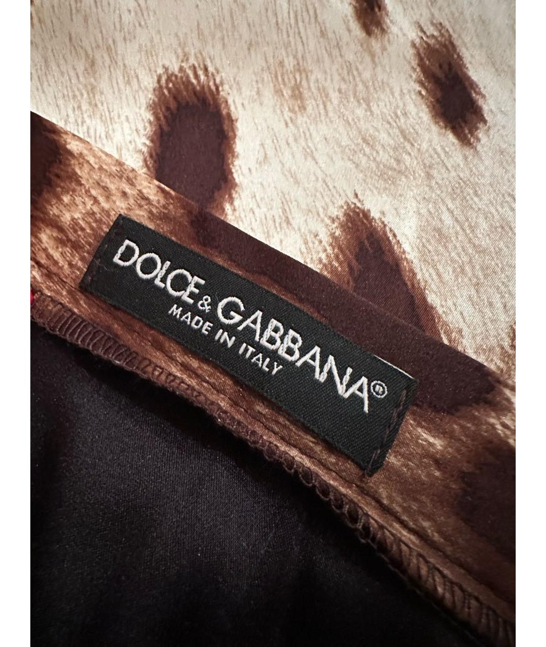 DOLCE&GABBANA Коричневая шелковая юбка миди, фото 4