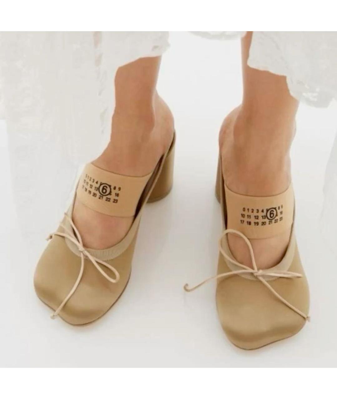 MM6 MAISON MARGIELA Золотые текстильные мюли, фото 8