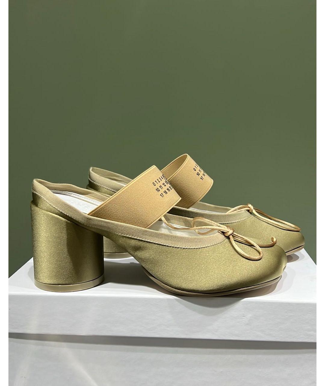 MM6 MAISON MARGIELA Золотые текстильные мюли, фото 9