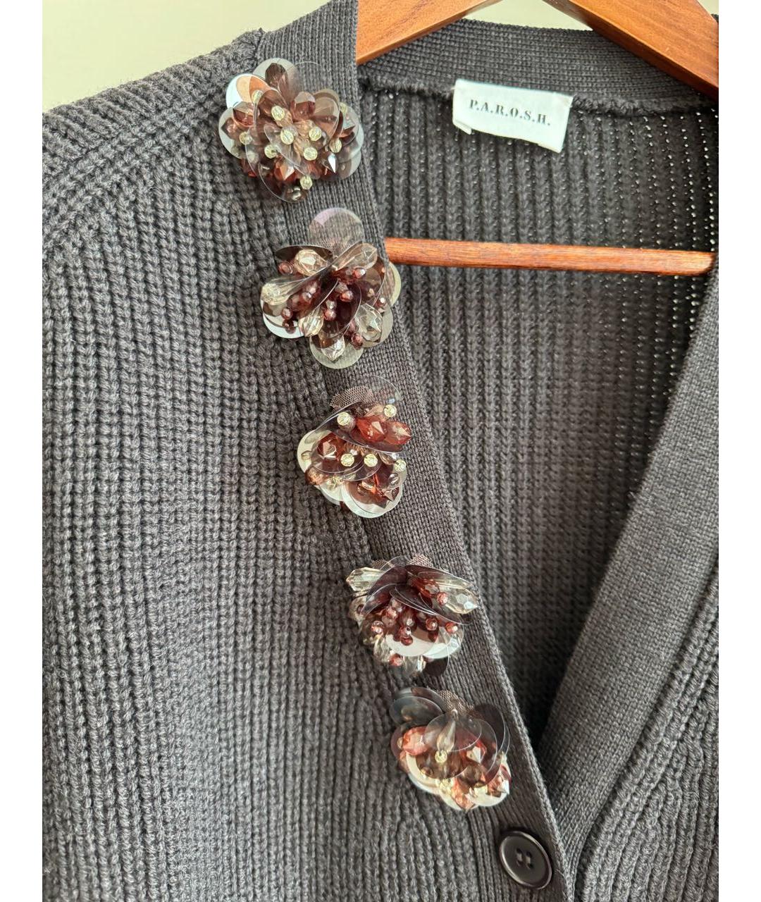 P.A.R.O.S.H. Коричневый шерстяной кардиган, фото 4