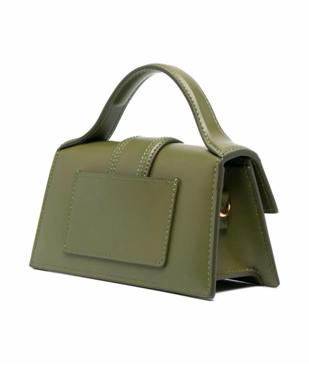 JACQUEMUS Хаки кожаная сумка с короткими ручками, фото 2