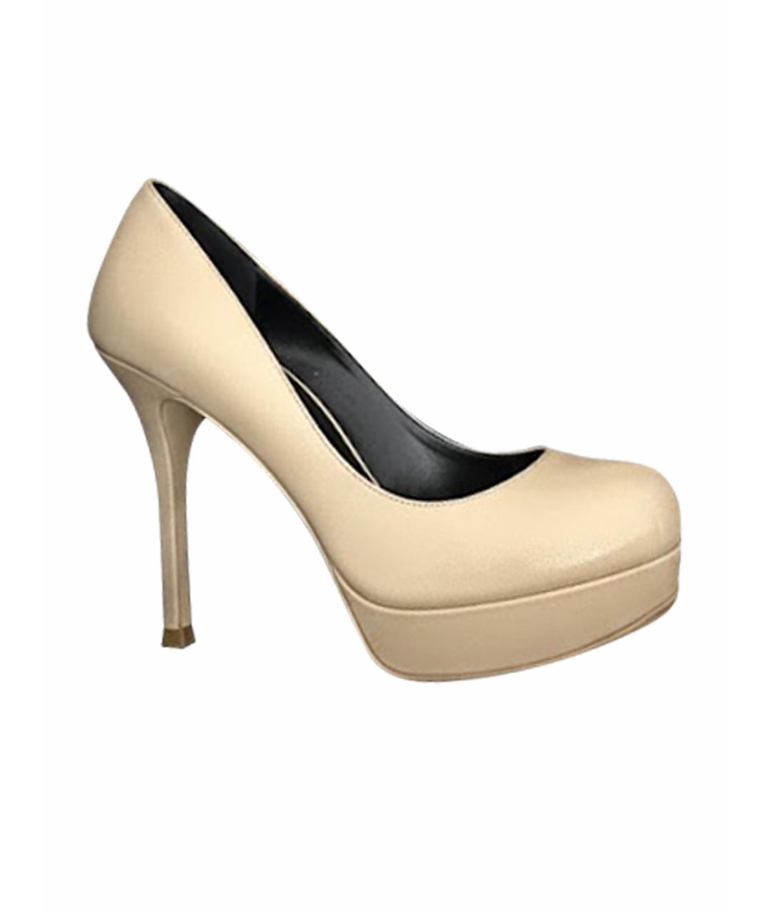 SAINT LAURENT Бежевые кожаные туфли, фото 1