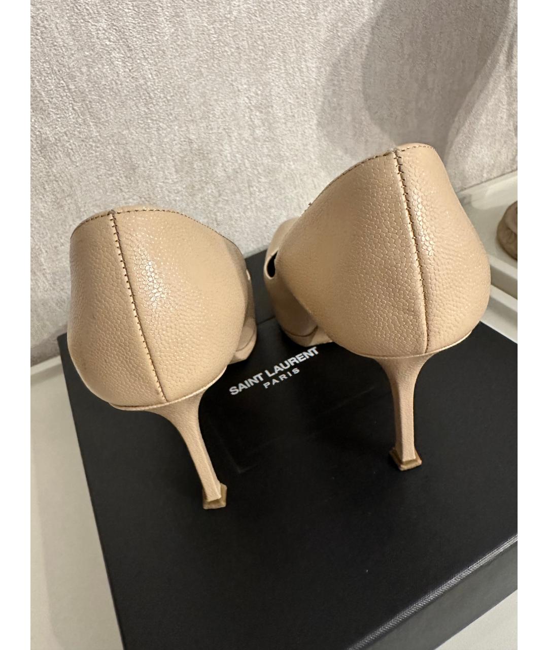 SAINT LAURENT Бежевые кожаные туфли, фото 4