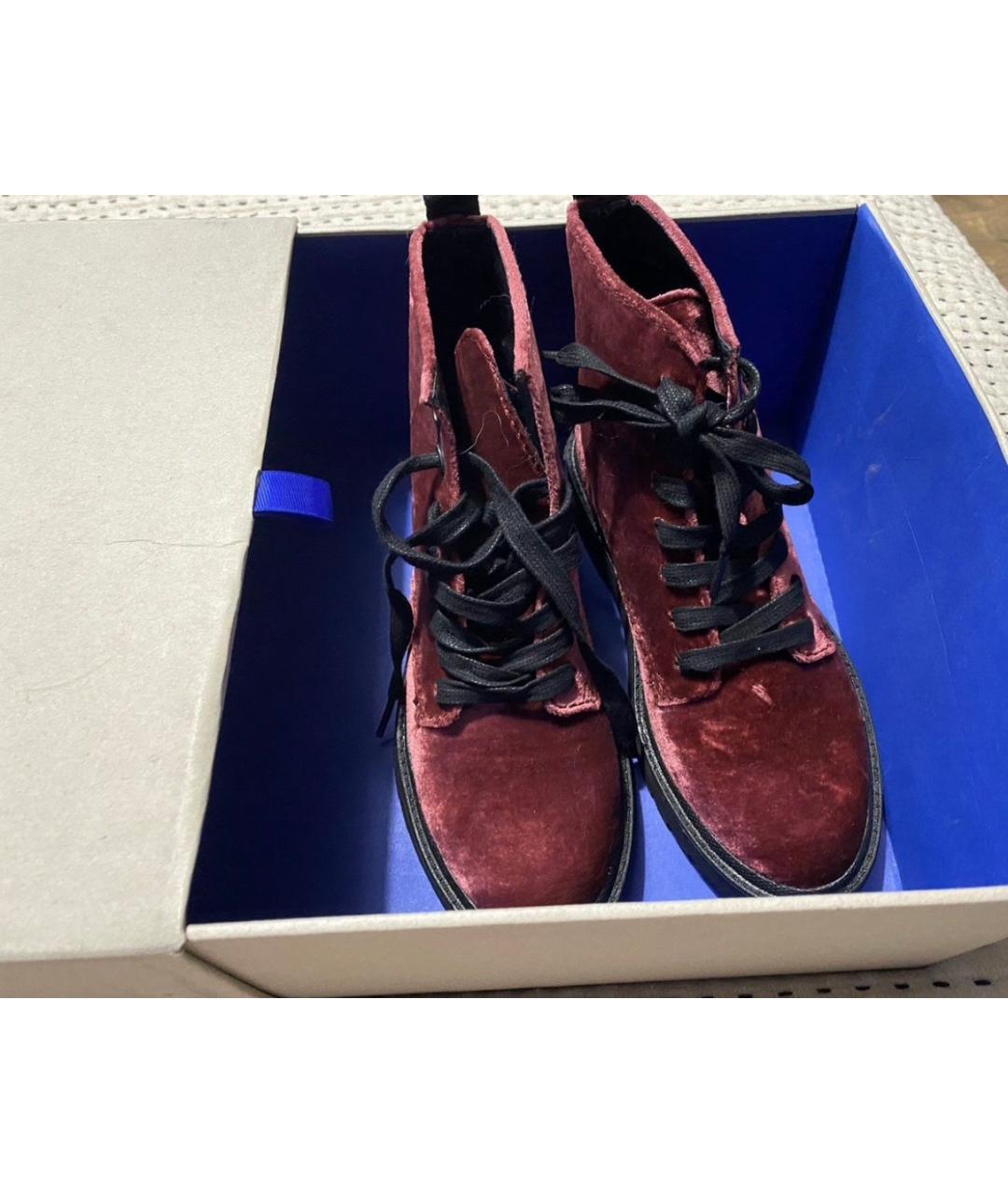 CALVIN KLEIN Бордовые бархатные ботинки, фото 2