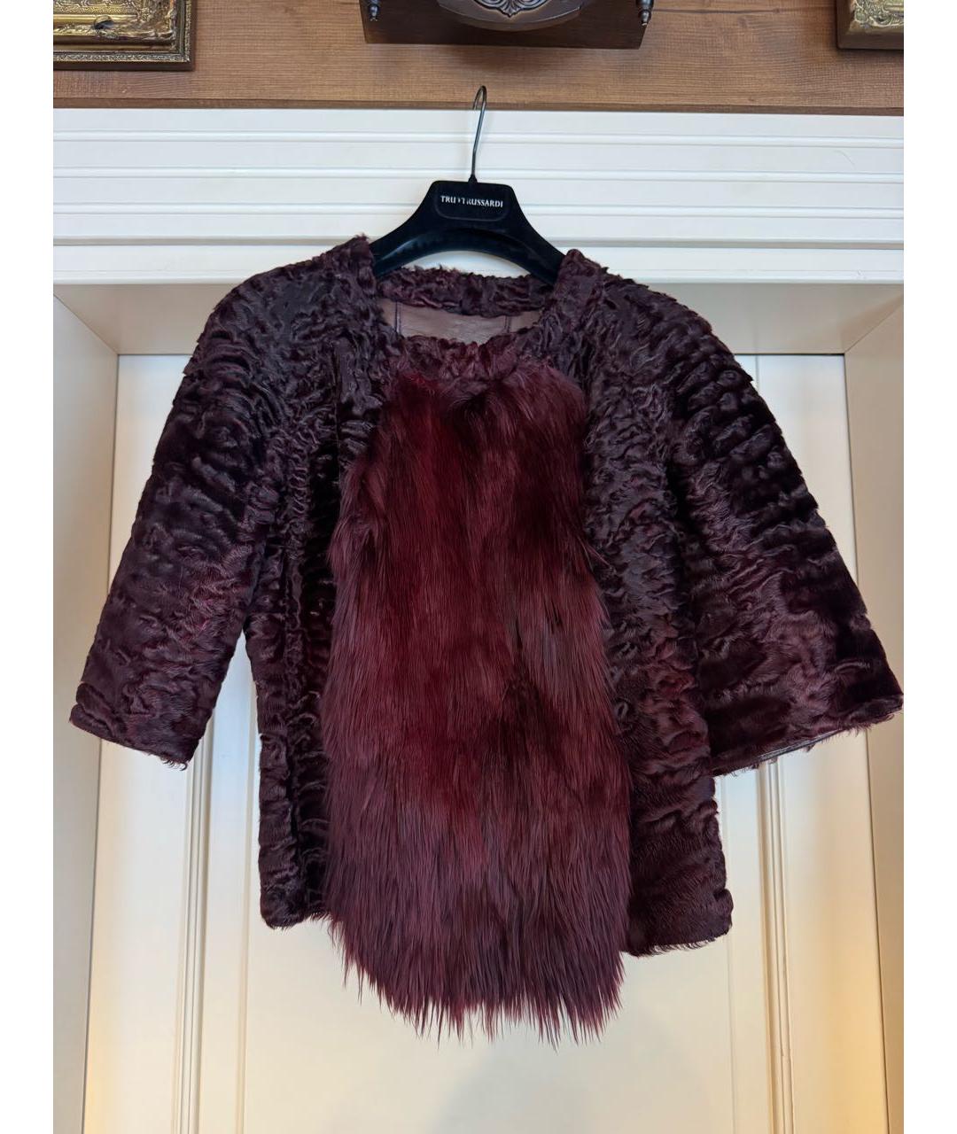 FENDI Бордовая меховая шуба, фото 9