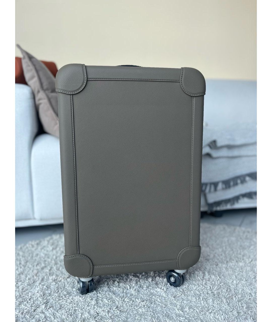 HERMES Серый кожаный чемодан, фото 5