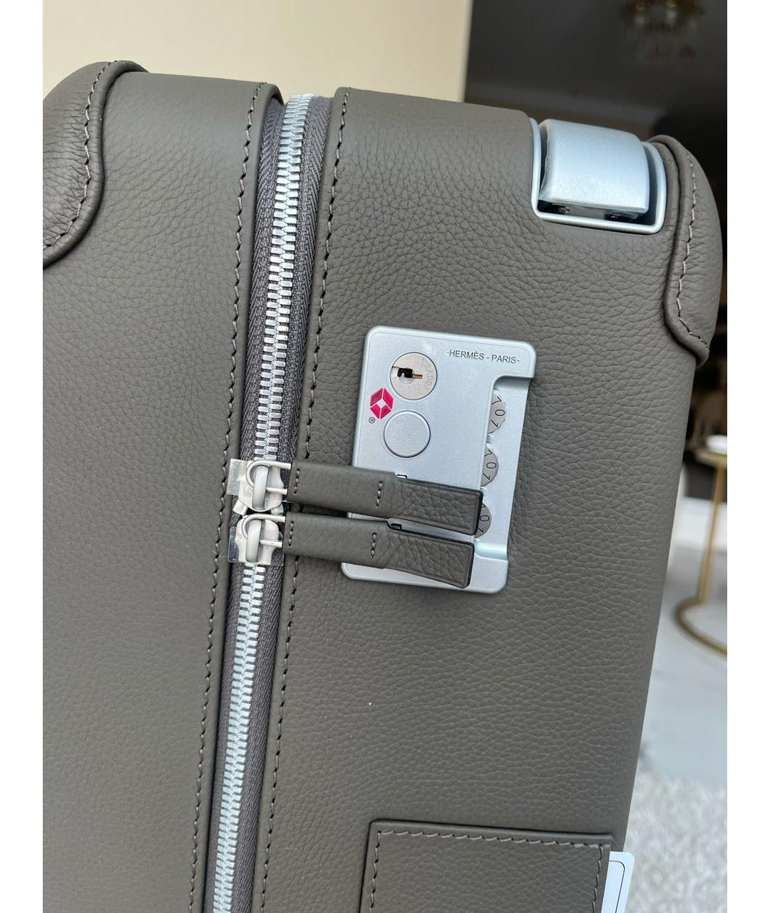 HERMES Серый кожаный чемодан, фото 3