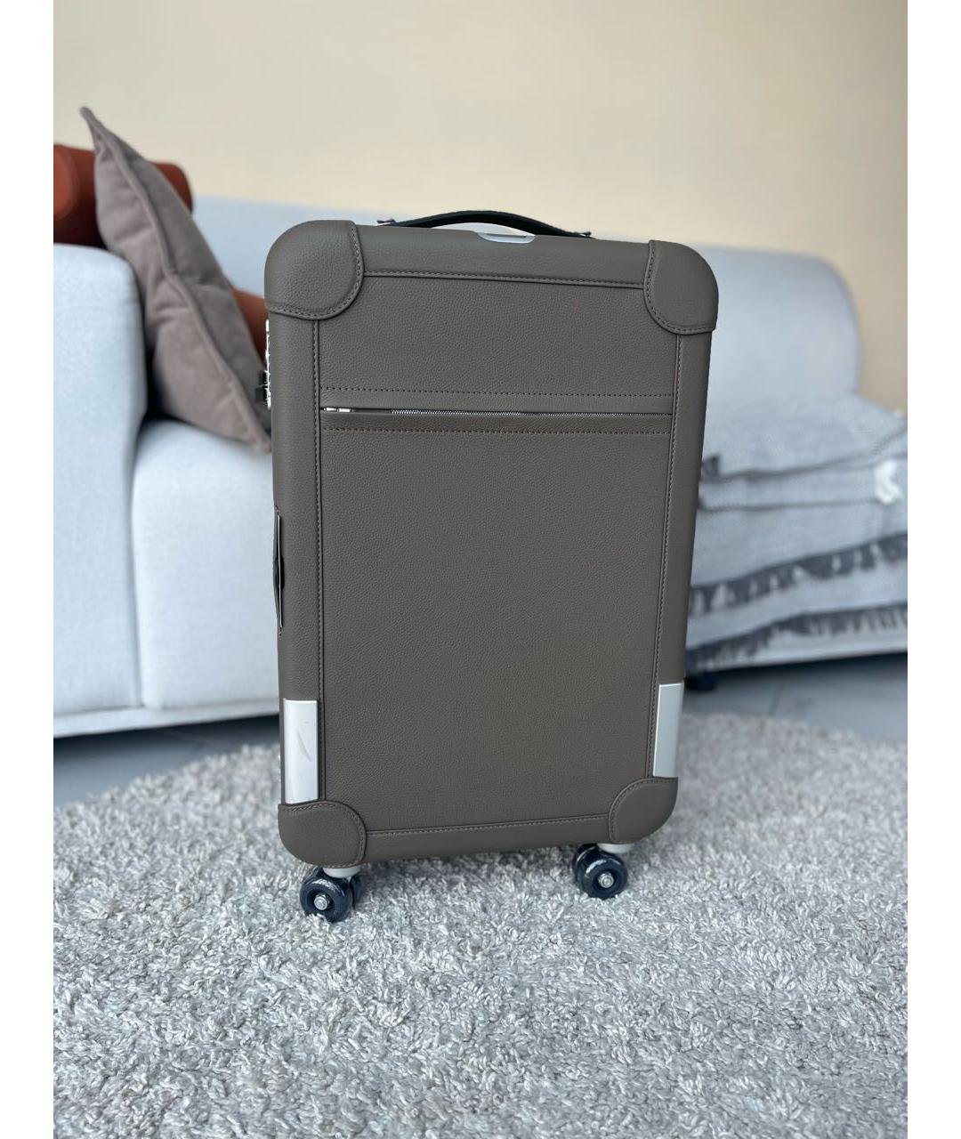 HERMES Серый кожаный чемодан, фото 8