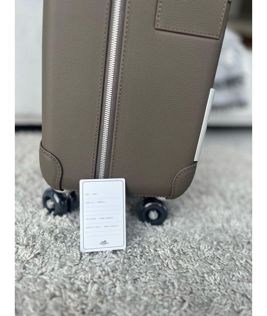 HERMES Серый кожаный чемодан, фото 4