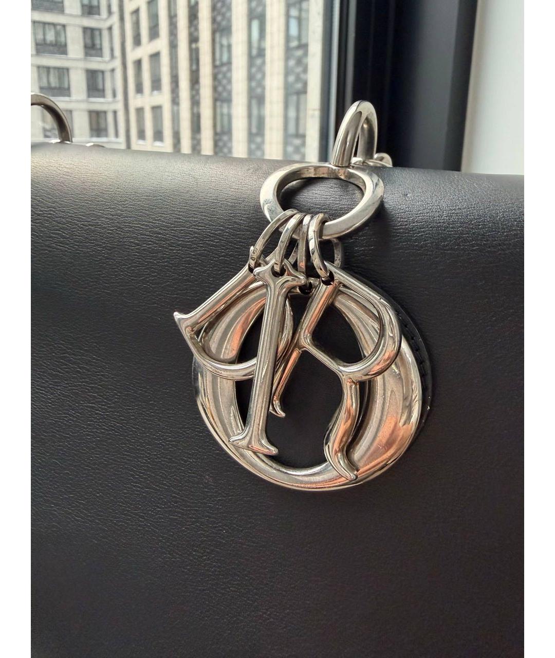 CHRISTIAN DIOR Черная кожаная сумка с короткими ручками, фото 8