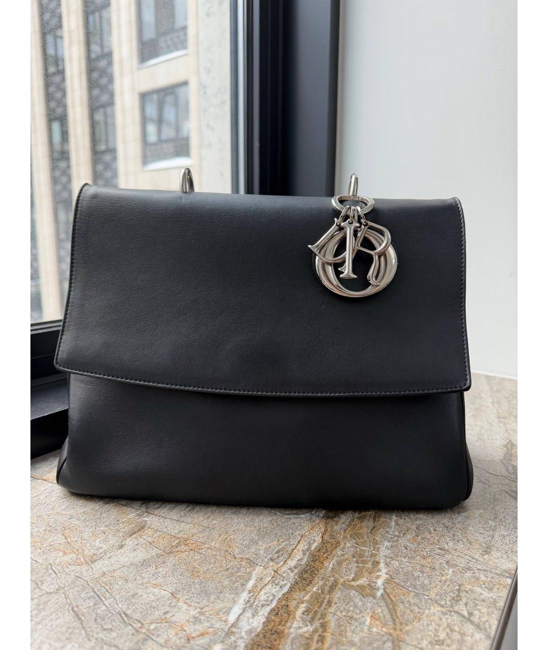 CHRISTIAN DIOR Черная кожаная сумка с короткими ручками, фото 9