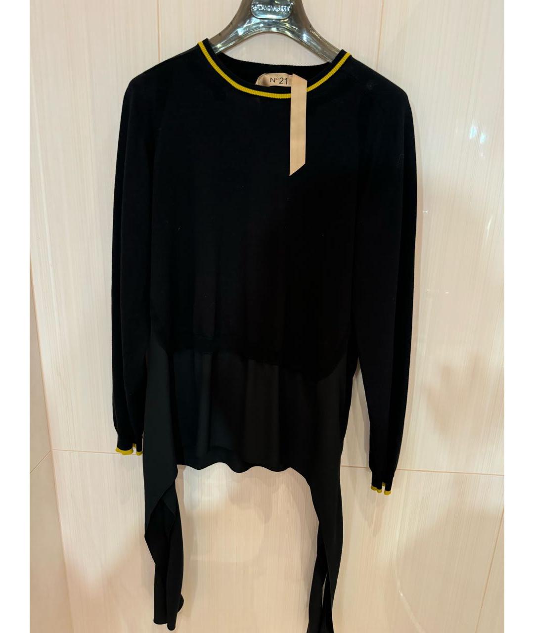 NO. 21 Черный хлопковый костюм с брюками, фото 3