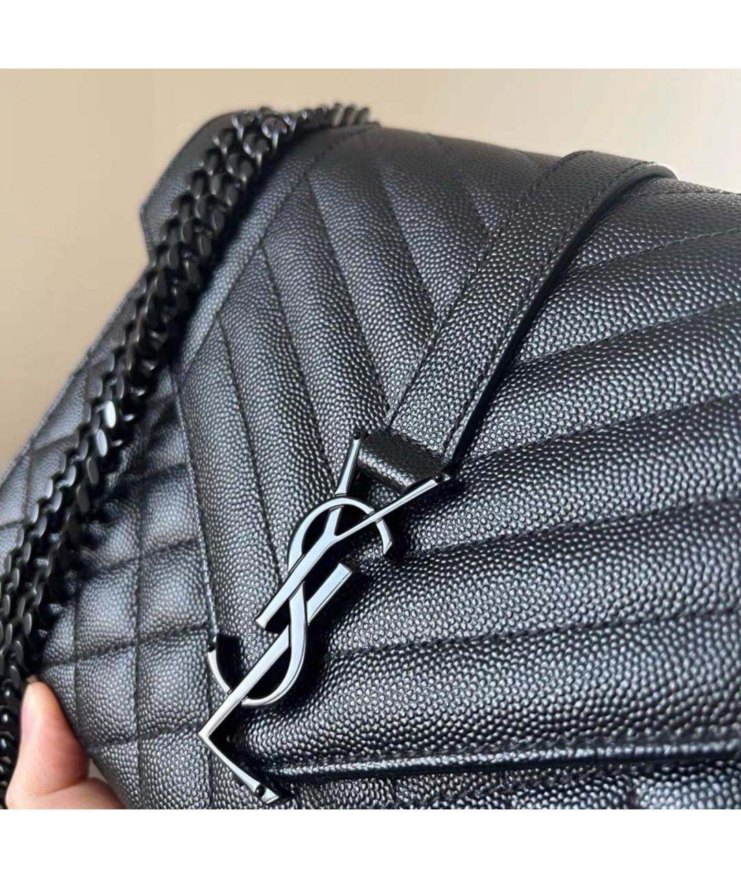 SAINT LAURENT Черная кожаная сумка через плечо, фото 6