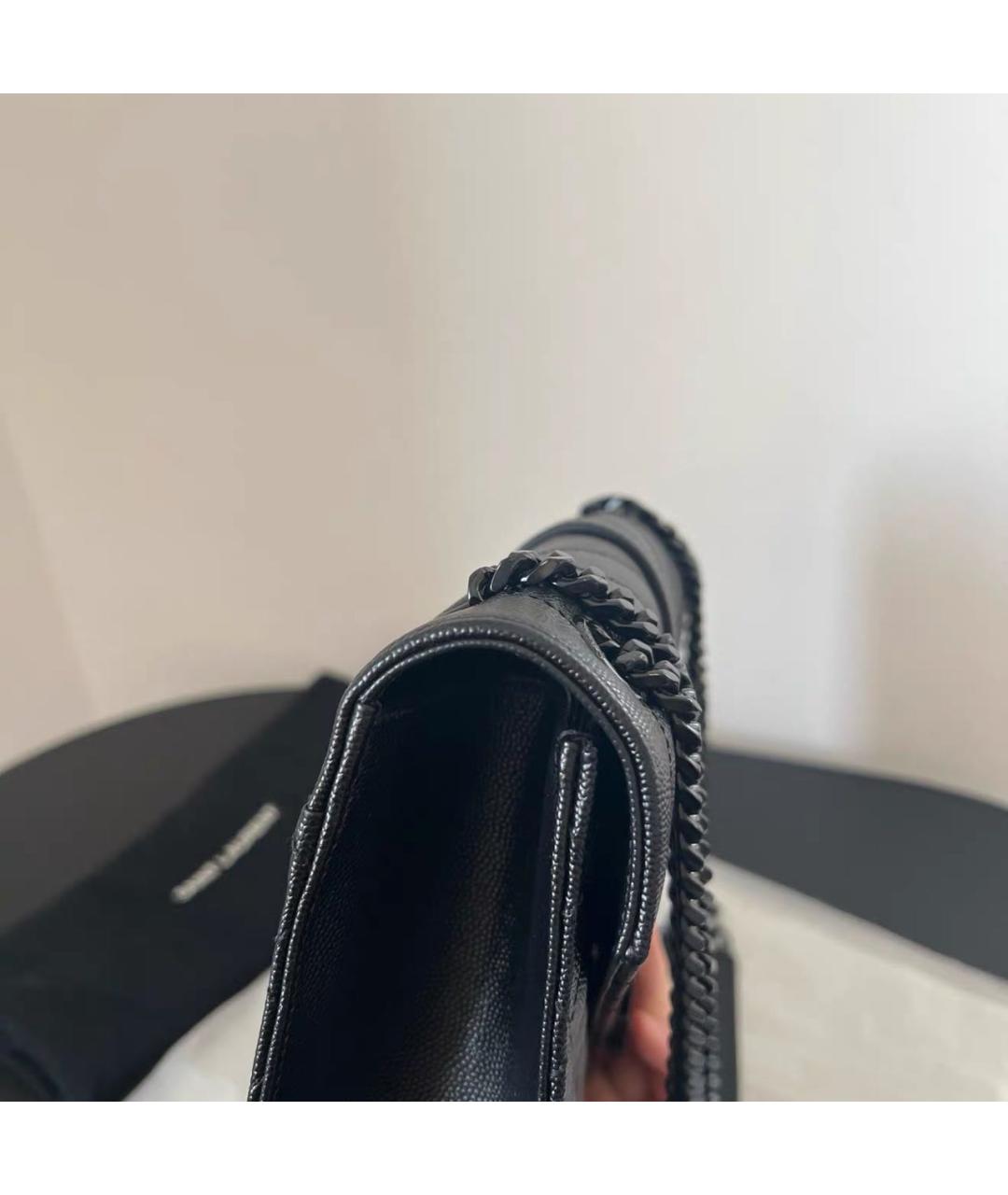 SAINT LAURENT Черная кожаная сумка через плечо, фото 4