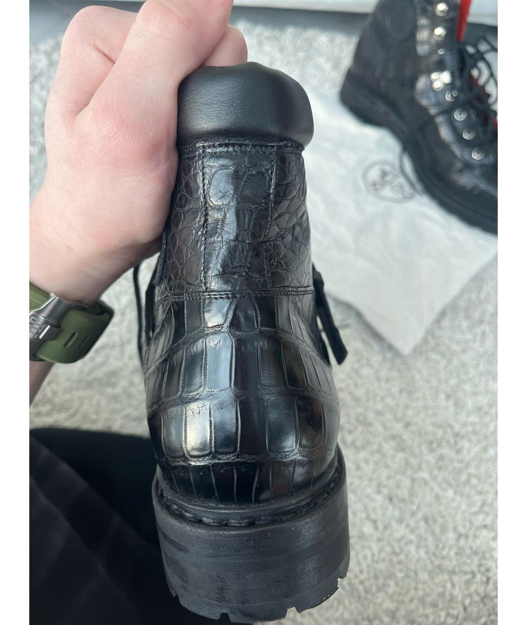 HERMES Черные ботинки из экзотической кожи, фото 5